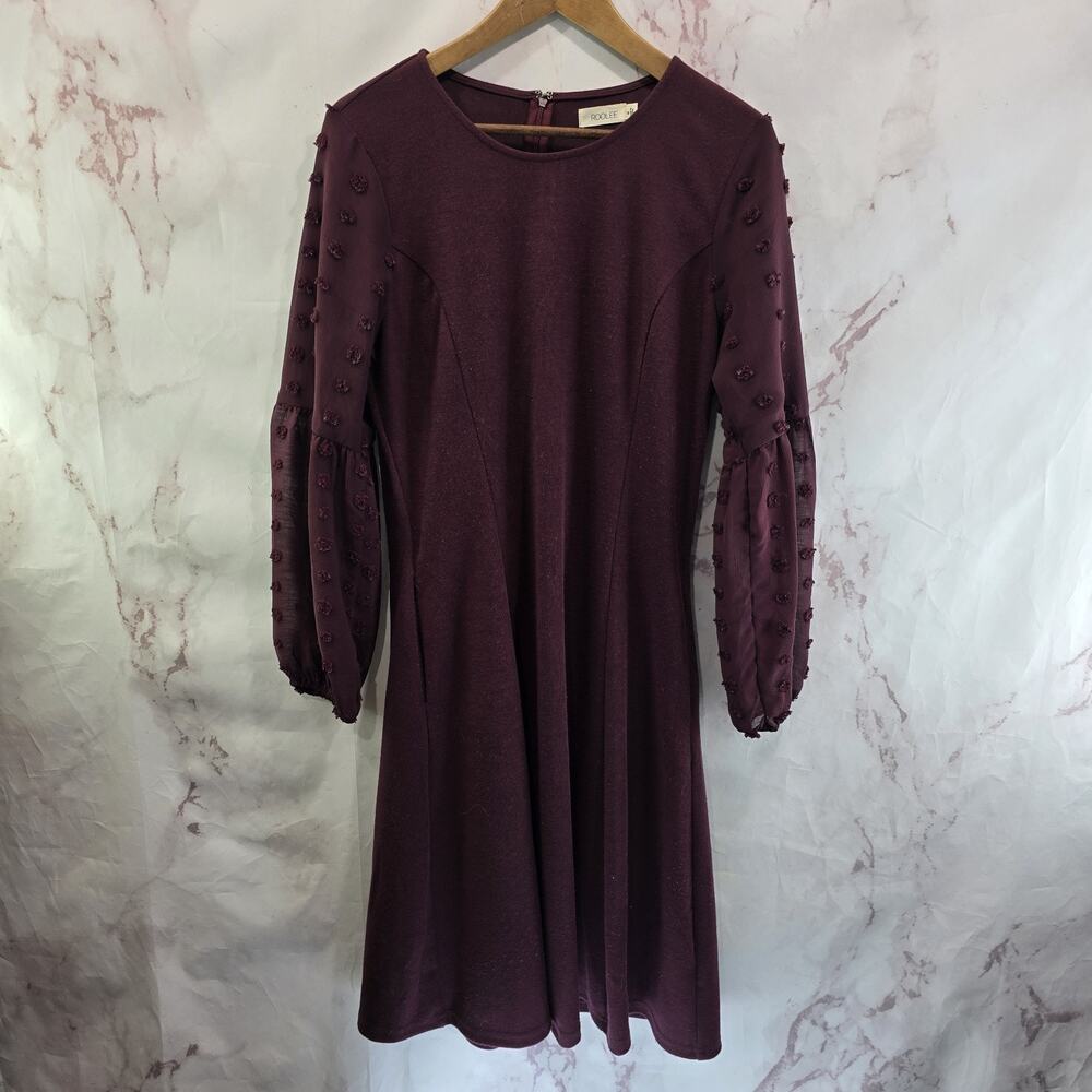 Roolee Dress Womens Medium Red Maroon Sweater Polka Dot Blouse Balloon Sleeve